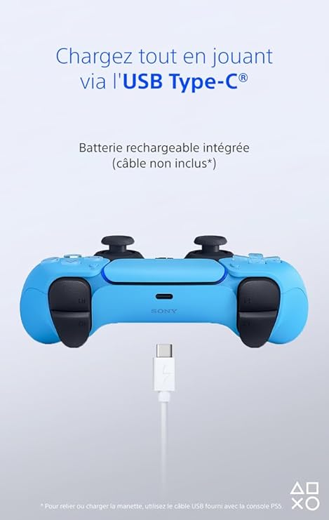 Manette PlayStation 5 officielle DualSense, Sans fil, Batterie rechargeable, Bluetooth, Compatible avec PS5