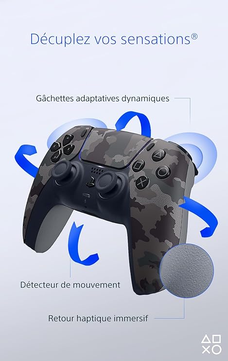 Manette PlayStation 5 officielle DualSense, Sans fil, Batterie rechargeable, Bluetooth, Compatible avec PS5