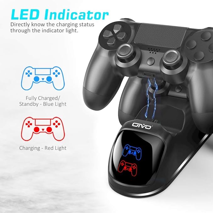 OIVO Chargeur Manette PS4, Station de Charge Manette PS 4 avec Puce de Charge de 1,8 Heures, Station Manette Sony Playstation 4/PS4/Pro/slim