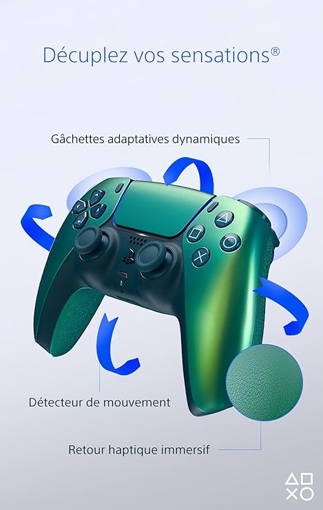 Manette PlayStation 5 officielle DualSense, Sans fil, Batterie rechargeable, Bluetooth, Compatible avec PS5