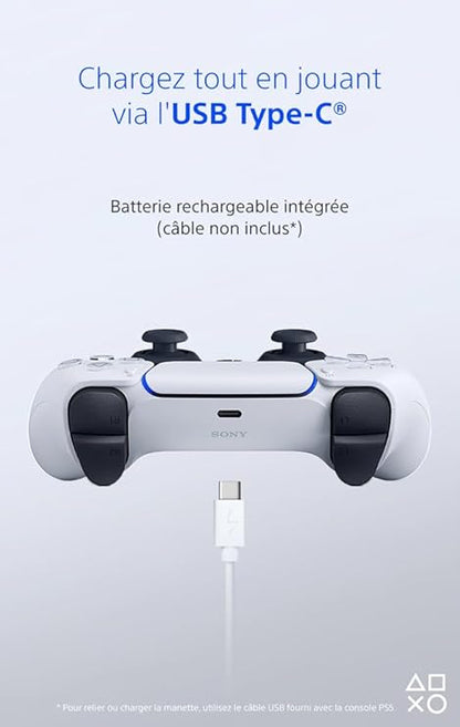 Manette PlayStation 5 officielle DualSense, Sans fil, Batterie rechargeable, Bluetooth, Compatible avec PS5