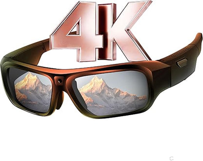 Lunettes avec Caméra 4K, 2025 Nouvelles Lunettes Camera de Sport pour l'extérieur, Lunettes de Soleil Vidéo avec Protection UV400, Support Photo/Vidéo, Opération à une Touche